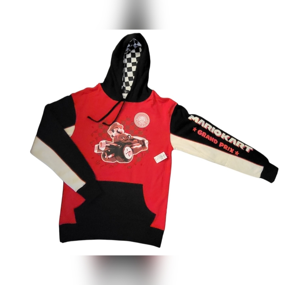 Mario Kart Red & Black Pullover Hoodie - Grand Prix Graphic SMALL